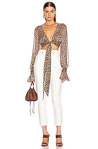 Jonathan Simkhai Crop Top In Animal Print,brown,neutral