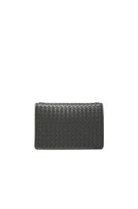 Bottega Veneta Woven Leather Crossbody Clutch In Gray