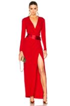Alexandre Vauthier Long Sleeve Maxi Dress In Red,abstract
