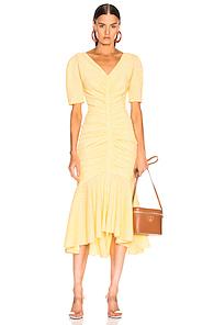 Staud Panier Dress In Plaid,yellow