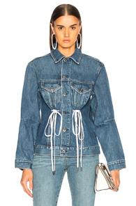 Proenza Schouler Pswl Drawstring Denim Jacket In Blue