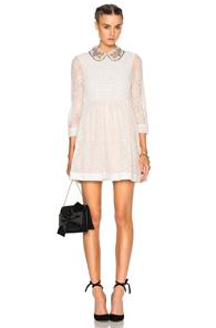Red Valentino Collared Lace Mini Dress In White