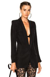 Smythe For Fwrd Long Shawl Blazer In Black