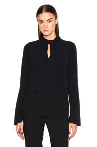 Proenza Schouler Satin Back Crepe Neck Tie Blouse In Black