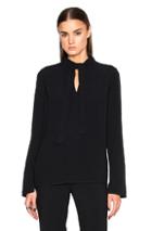 Proenza Schouler Satin Back Crepe Neck Tie Blouse In Black
