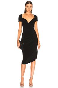 Norma Kamali Sweetheart Side Drape Dress In Black