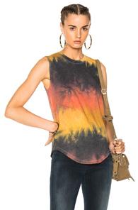 Raquel Allegra Muscle Tee In Green,ombre & Tie Dye,red,yellow
