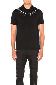 Neil Barrett Fair Isle Thunderbolt Polo In Black