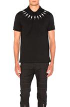 Neil Barrett Fair Isle Thunderbolt Polo In Black