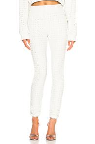Frankie B All Over Rhinestone Sweatpants In White