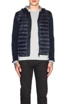 Moncler Cardigan Jacket With Hood In Blue