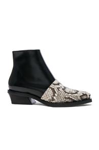 Proenza Schouler Leather & Snakeskin Ankle Boots In Black,animal Print