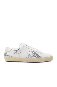 Saint Laurent Sea, Sex & Sun Court Classic Leather Sneakers In White,metallics