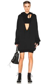 Unravel Terry V Neck Hoodie In Black