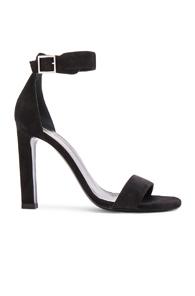 Saint Laurent Suede Grace Ankle Strap Heels In Black