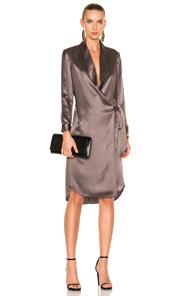 Michelle Mason For Fwrd Long Sleeve Belted Tunic Coat In Purple