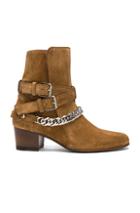 Amiri Chain Buckle Suede Boots In Brown