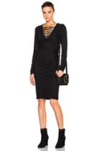 Pam & Gela Lace Up Ruched Dress In Black