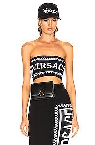 Versace Logo Tube Top In Black