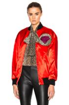 Saint Laurent Oversize Multi Patch Teddy Jacket In Red