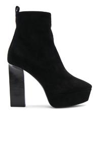 Saint Laurent Suede Vika Platform Boots In Black
