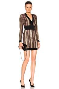 Balmain Striped Mini Dress In Black,neutrals,red,stripes