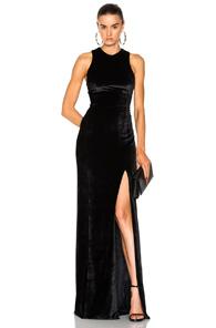 Galvan Velvet Column Dress In Black