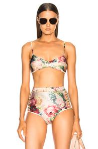 Zimmermann Melody Bullet Bikini Top In Neutrals,floral