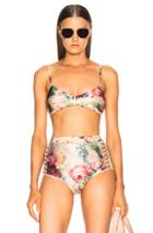 Zimmermann Melody Bullet Bikini Top In Neutrals,floral