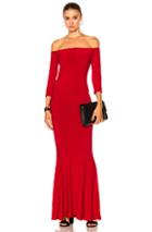 Norma Kamali Off Shoulder Fishtail Gown In Red