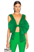 Area Pleated Bow Top In Green
