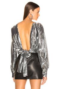 Msgm Sequined Wrap Top In Metallic