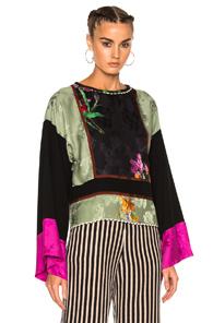 Etro Printed Long Sleeve Top In Black,floral,green,pink