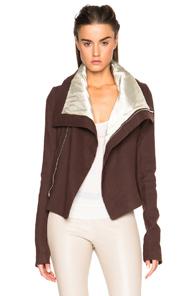 Rick Owens Classic Velvet Biker Jacket In Brown