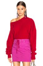 Unravel Rib Oversize Chopped Crew Sweater In Red