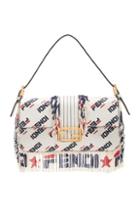 Fendi X Fila Logo Beaded Trim Baguette In White
