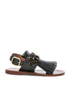 Marni Jewel Leather Sandals In Black