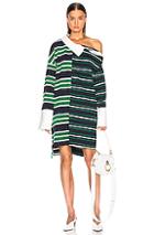 Monse Striped Shifted Rugby Dress In Green,stripes