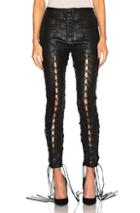 Unravel Lace Up Leather Pants In Black