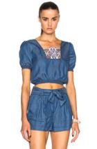 Carisa Rene By Nightcap Chambray Garden Top In Blue