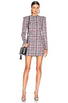 Balmain Tweed Button Dress In Blue,re,white
