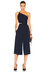 Michelle Mason Asymmetrical Bandeau Jumpsuit In Blue