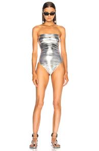 Adriana Degreas High Leg Strapless Swimsuit In Metallics