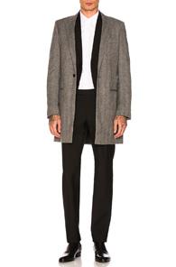 Saint Laurent Single Button Chevron Blazer In Gray