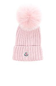 Moncler Berretto Beanie With Fox Fur Pom In Pink