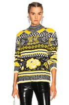 Msgm Mock Neck Sweater In Abstract,black,yellow
