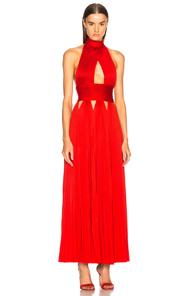 Givenchy Cutout Pleated Gown In Red