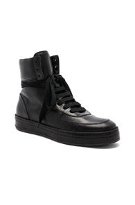 Ann Demeulemeester Leather High Top Sneakers In Black