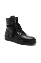 Ann Demeulemeester Leather High Top Sneakers In Black