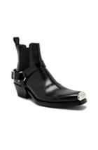 Calvin Klein 205w39nyc Leather Western Harness Boots In Black